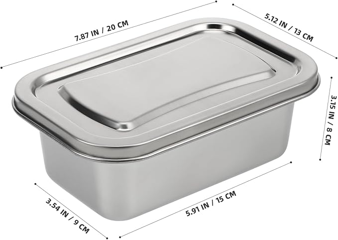 DOITOOL Reusable Ice Cream Storage Containers for Freezer with Lids Stainless Steel Freezer Box Insulated Ice Cream Tub Fridge Organizer Box for Refrigerator, 20 X 13 X 8CM