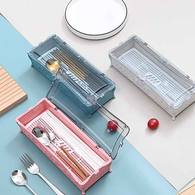 Utensil Organizer for Kitchen Drawers: Silverware Organizer Kitchen Drawer Organizer with Lid Cooking Utensil Tray Cutlery Silverware Flatware Holder for Forks(Random Color)