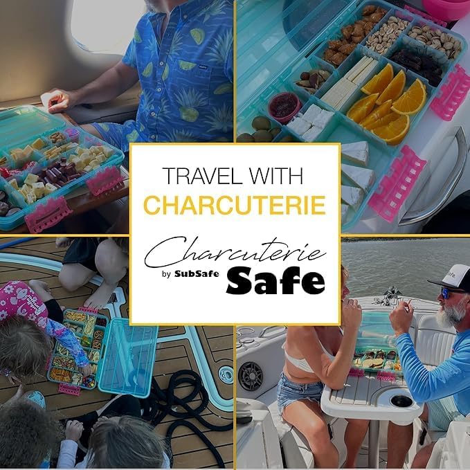 SubSafe Charcuterie Safe Waterproof Tackle Box, Snack Storage for Beach, Parties & Tailgating, BPA-Free, Peach Fizz