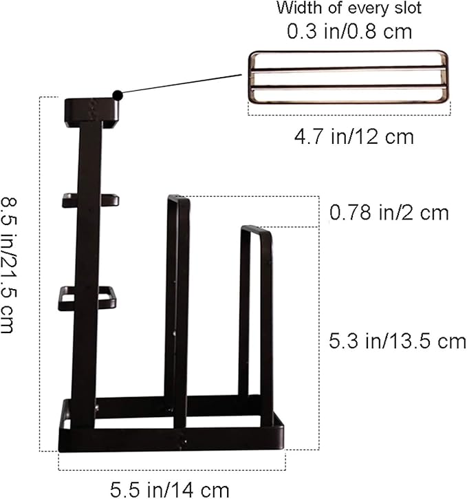 VANRA Metal Steel Cutting Board Holder Knife Block Kitchen Organizer Pantry Bakeware Rack Pan Pot Cover Lid Rack Stand (Bronze)