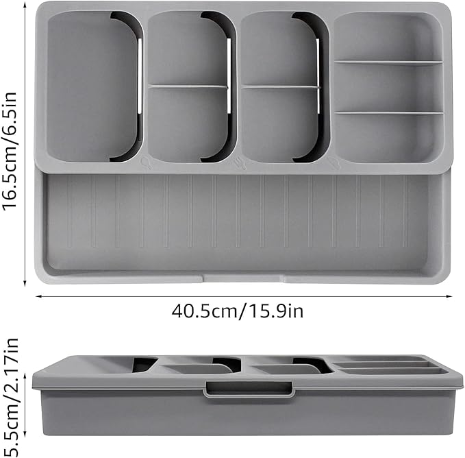 EOOXEKFX Weiliya UNRRZLCA Kitchen Drawer Organizer Tray,Drawer Organiser,Cutlery Tray,Expandable Utensil Tray for Kitchen,Compact Plastic Storage Organisation for Spoons
