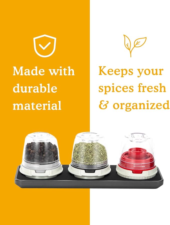 FinaMill Salt and Pepper Mill Tray, Stackable FinaPod Storage, Stylish Kitchen Accessories for Spice Grinder, Gift-Ready - Trio Slate