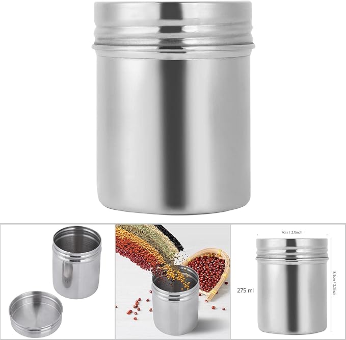 Sealed Storage Jar, Stainless Steel Tea Coffee Beans Storage Container Portable Food Storage Jar with Lid for Indoor Outdoor Travel Camping Picnic (Small / 275ml)