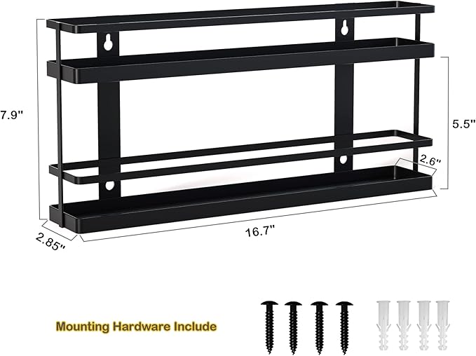 MEIQIHOME 4 Tier Spice Rack Organizer, Spice Shelf Storage Holder for Kitchen Cabinet Pantry Door Wall Mount, Countertop, Black