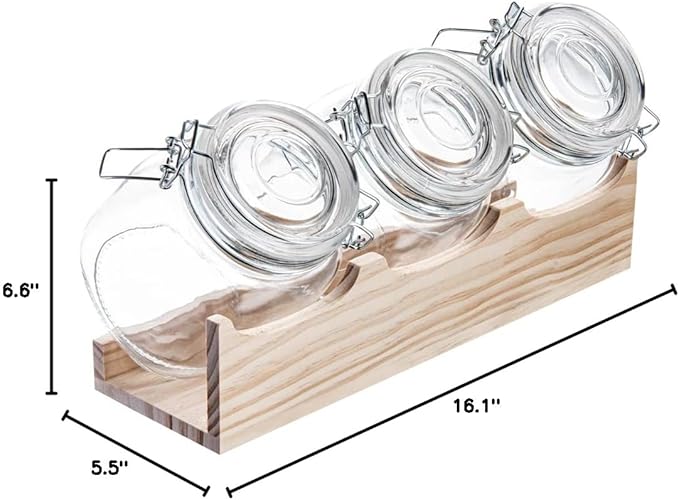 Restaurantware Vetri 30.4 Ounces Glass Storage Jars 3-Piece Dishwashable Glass Cookie Jars - Airtight Seal Hot & Cold Friendly Clear Glass Glass Candy Jars For Kitchen Laundry Or Storage