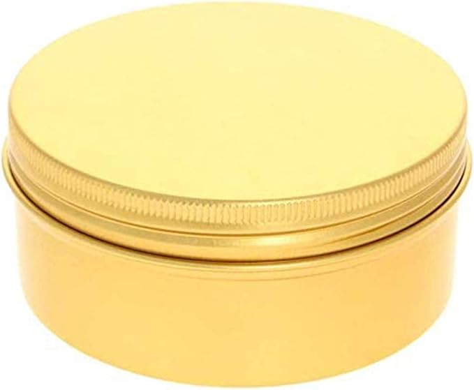6 Pack 5 Oz Screw Lid Round Tins Aluminum Tin Cans Jar Metal Steel Tins Container 150ml DIY Candle Empty Tins Cosmetic Sample Container Travel Storage for Spices Candies Tea Gift(Gold)