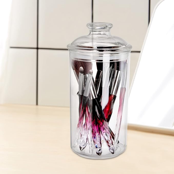 DEAYOU 4 Pack Clear Plastic Jars, Plastic Storage Jar with Lid, Candy Cookie Container for Vanity,33 Oz/23 Oz/13 Oz