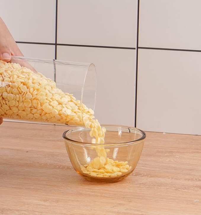 Glass Food Storage Jars with Plastic Lid Set of 5- Jars for Spaghetti Pasta, Cookie, Rice, Flour, Nuts