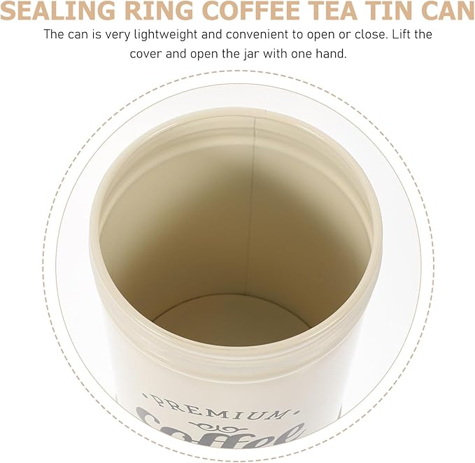 Luxshiny Metal Food Storage Jar with Airtight Lid Multi-Function Kitchen Container Vintage Sealed Canister for Coffee Bean Loose Tea Sugar Candy Pasta (1.2L Ivorywhite)