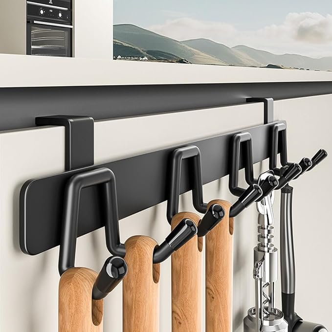 2 Pack Over The Cabinet Door Hook - for Doors up to 3/4''(2cm) Thickness, Back of Cabinet Door Rack Hanger Organizer for Coats, Hats, Bathroom Towels, Kitchen Utensils