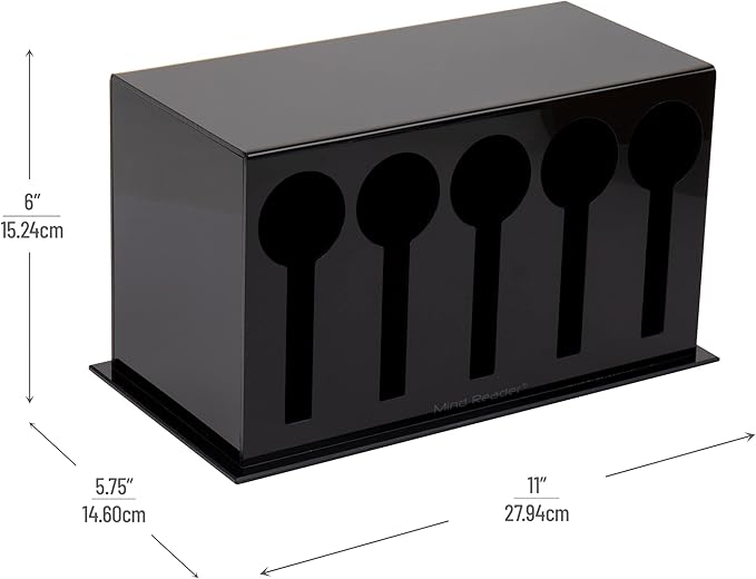 Mind Reader Utensil Dispenser, Silverware Organizer, Plastic Fork and Spoon Dispenser, Kitchen, 11" L x 5.75" W x 6" H, Black