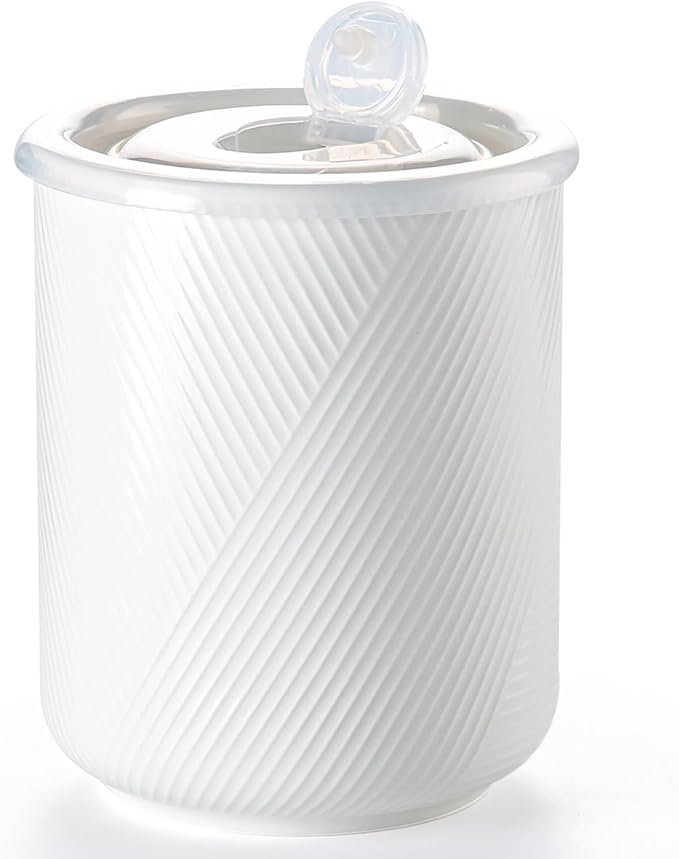 Canister Sets for Kitchen Countertop: Ceramic Food Storage Jar with Airtight Lids - Large Seal Damp-proof Containers for Coffee Tea Flour Sugar Rice Cookies Candy - White (75 oz)