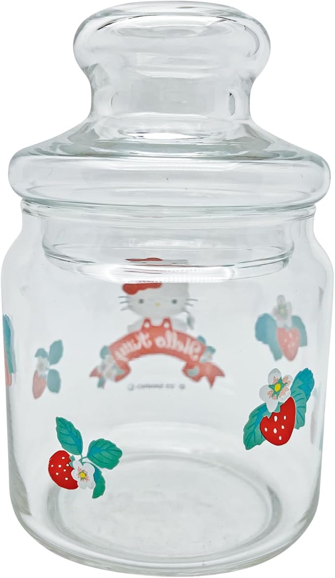 Sanrio SANRIO SAN4218-1 Hello Kitty Glass Canister Kitty Storage Container, Approx. 16.9 fl oz (500 ml), Miscellaneous Goods, Sanrio Goods, Gift, Present, Made in Japan