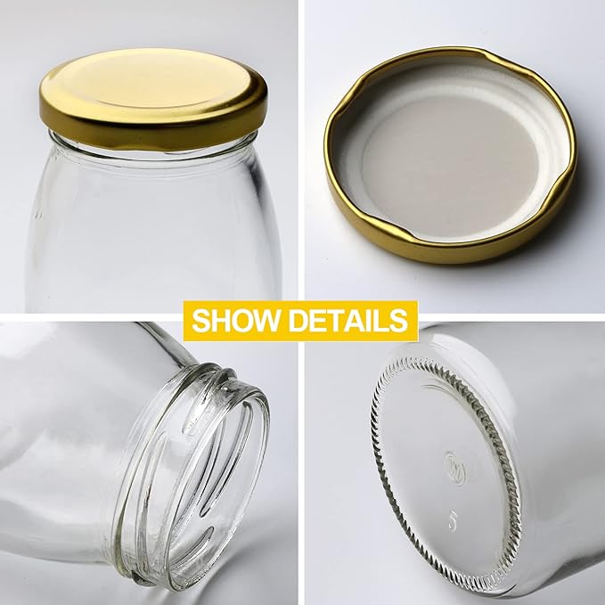 Small Glass Pudding / Yogurt Container With Airtight Lids,7oz Clear, For Milk,Jams,Jelly,Mousse,Fvaors,Spice, Food Storage Jars Sets 40Pack