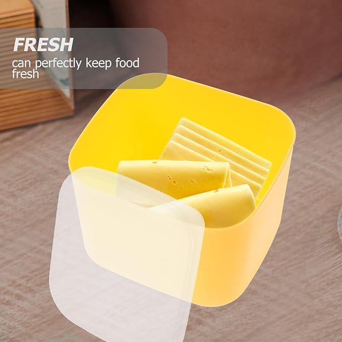 UPKOCH Cheese Storage Container with Lid, PP/PE Airtight Food Keeper for Refrigerator & Kitchen Counter, Dishwasher-Safe Stackable Fridge Organizer (Yellow)