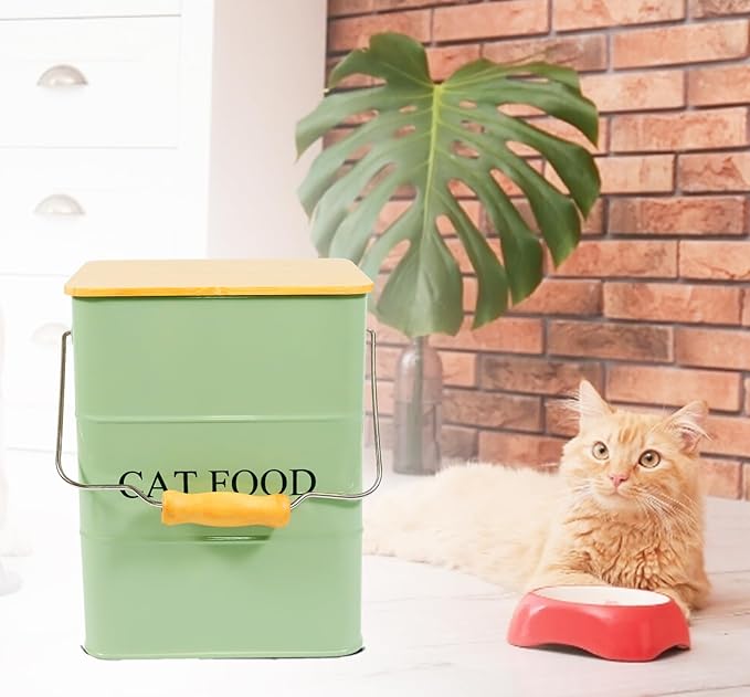 Farmhouse Cat Food Storage Container,6L Cat Food Canisters,Pet food Container Hold 5~6lbs Cat Food Treats,Airtight Cat food Storage with Lid and Scoop,Kibble Container Countertop-Green…