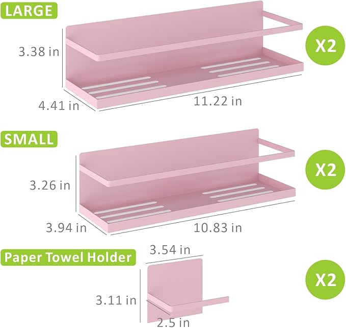 Magnetic Spice Rack For Refrigerator Magnetic Fridge Shelf For Kitchen Spice Organizer Magnetic Shelf For Fridge Space Saving Pink 4 Pack With Magnetic Paper Towel Holder