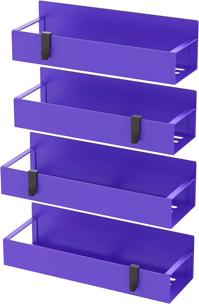 4 Pack Magnetic Spice Storage Rack Organizer for Refrigerator and Oven, Purple Fridge Organizers and Storage