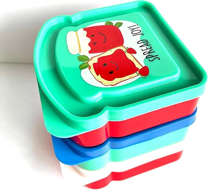 Set of 3 Toast Shaped Sandwich Boxes Food Storage Sandwich Containers, 2 cups / 16 oz / (Pack of 3)