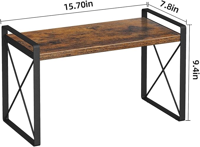 Giikin Countertop Shelf Organizer, Cupboard Stand Spice Rack, Retro Style Cabinet Shelf for Pantry, Kitchen, Bathroom, Reading Room, Bedroom to Save Space (7.8" D x 15.7" W x 9.4" H, Rustic Brown)