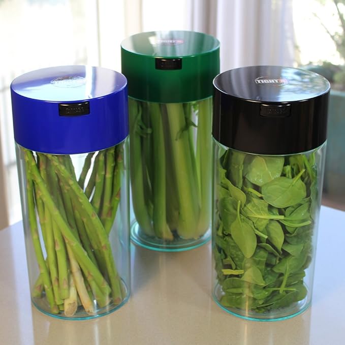 Tightvac - 5oz to 24 Ounce - Patented Airtight Container | Multi-use Vacuum Container Works as Smell Proof Containers for Herbs and Dry Goods. Green Black
