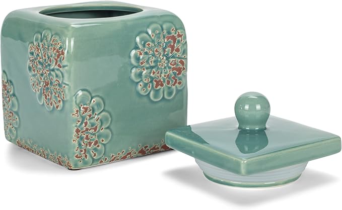 Floral Blue 10, 9, 8 inch Ceramic Food Storage Canisters Set of 3 38993