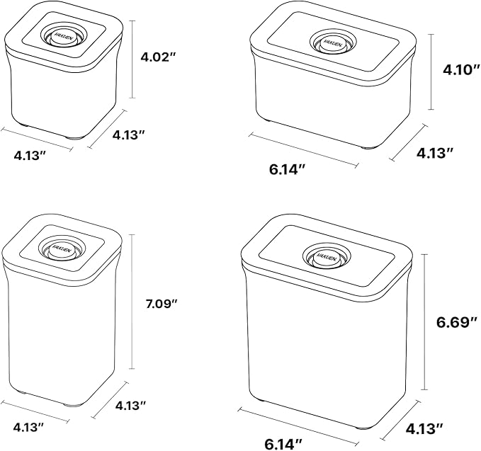 Premium Airtight Food Storage Containers 4-piece/Set, BPA Free, 100% Leak Proof, Keep food fresh up to 5 times longer than non-vacuum storage