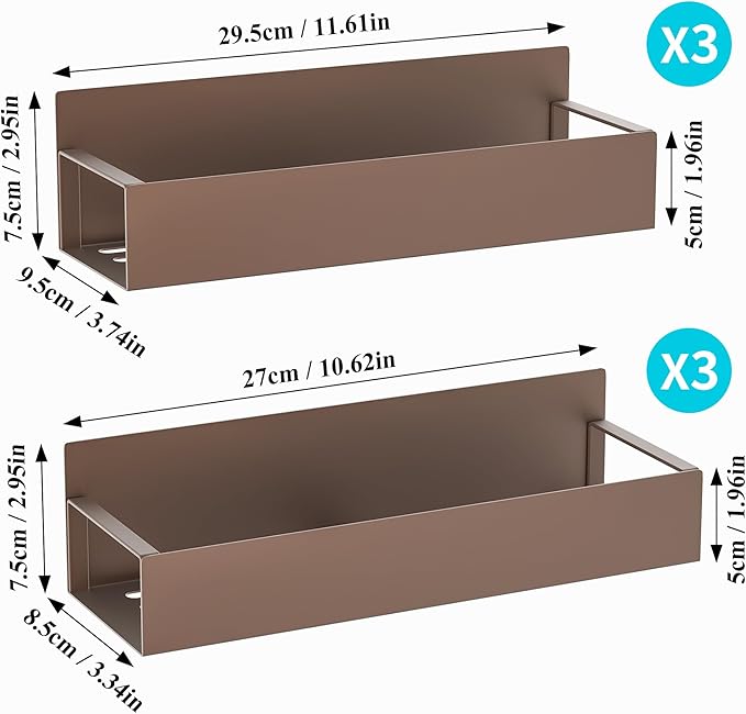 6 Pack Magnetic Spice Storage Rack Organizer for Refrigerator and Oven, Bronze Fridge Organizers and Storage