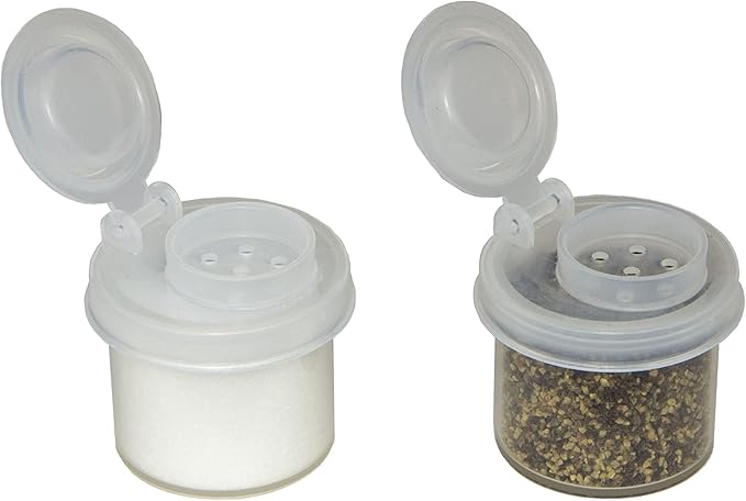 Salt and Pepper Shakers Moisture Proof Set, Perfect to go Camping Picnic Outdoors Kitchen Lunch Boxes Travel Spice Set Clear