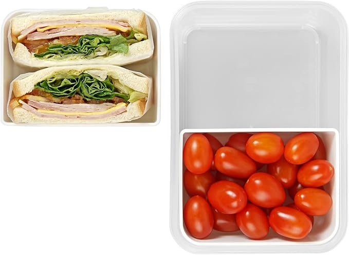 carrotez Food Storage Container with 2 Removable Compartments, Food Prep Container with Airtight Lids, Portion Control Container, Reusable, BPA Free, 6.3 Cup (1500ml)