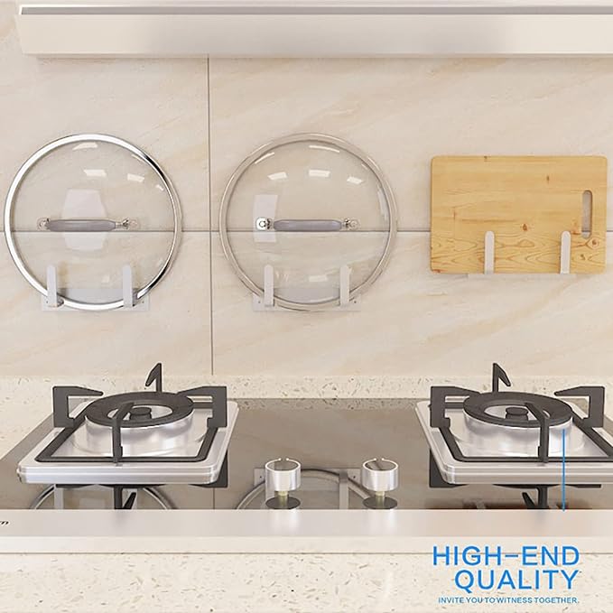 Stainless Steel Wall Mounted Cutting Board Holder Punch-free Multifunctional Kitchen Shelf Organizer Pot Lid Storage Rack