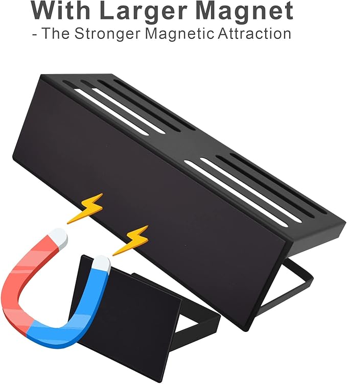 Magnetic Spice Rack for Refrigerator Magnetic Fridge Shelf for Kitchen Spice Organizer Magnetic Shelf for Fridge Space Saving Black 4 Pack with Magnetic Paper Towel Holder