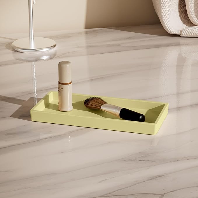 Vanity and Bathroom Tray, 6.3" ABS Countertop Organizer,Waterproof Vanity Tray for Toilet Tank,Perfume,Soap,Keys,Bathroom Accessories,Kitchen and Bath Trays,Non Slip Small Trays,Gold
