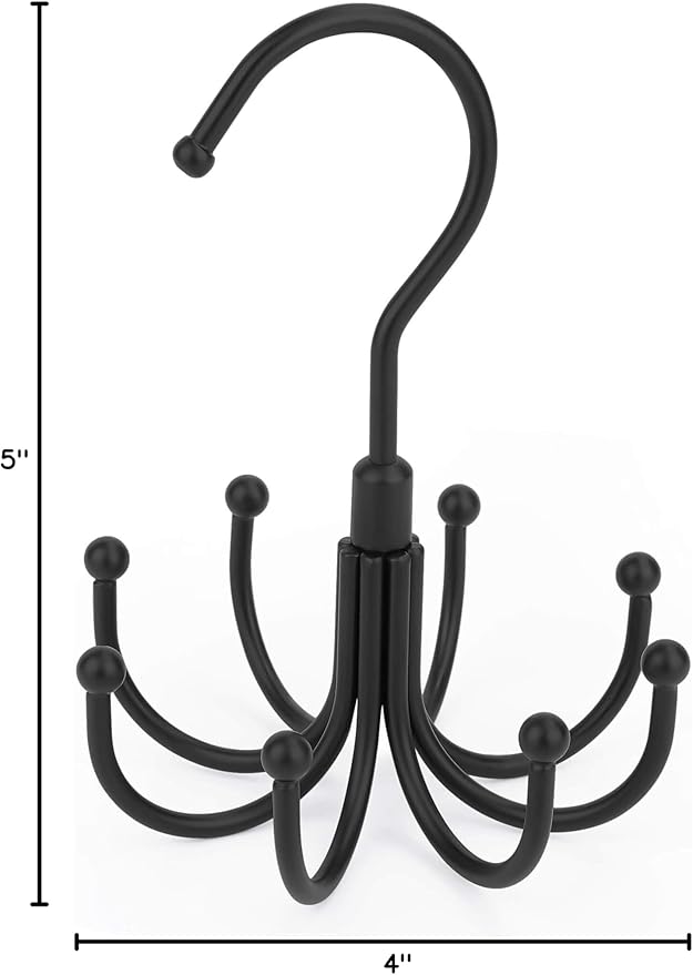 2 Pack Belt Hanger, Space Saving Belt Organizer for Closet, Max 48 Storage Capacity, Rotating Belt Rack Closet Organizers and Storage for Hanging Belt, Ties, Black