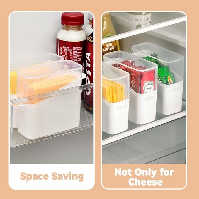 Sliced Cheese Container for Fridge, 2/4 PCS Cheese Storage Box with Flip Lid Plastic Cheese Keeper Cheese Saver Holder (4pcs)