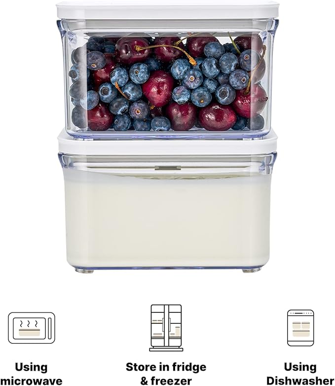 Premium Airtight Food Storage Containers, Rectangular 2PC(1.06qt), Smart One-Click Seal Lid, No Hinges, Patented Double Silicone Lining, 100% Leak Proof, BPA-FREE, Dishwasher, Microwave Safe