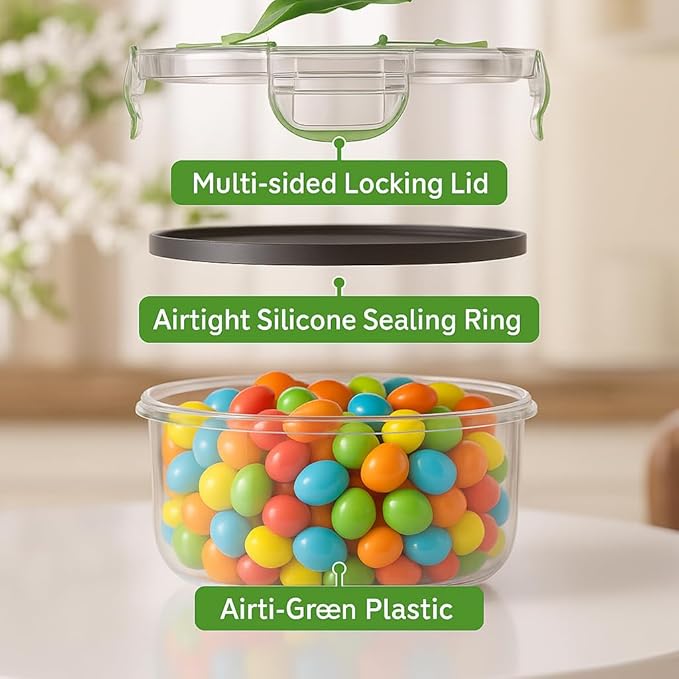 RockBerry 66 Pcs Large Food Storage Containers with Lids Airtight-Total 19075ML Stackable Kitchen Bowls Set(33 Containers,33 Lids) 2500ML to Small Box-BPA Free Leak proof Plastic Boxes-Microwave safe