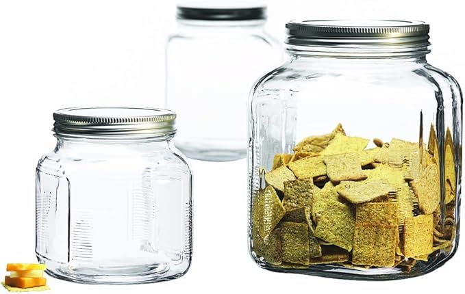 Anchor Hocking 3-Piece Glass Cracker Jar Canister Set