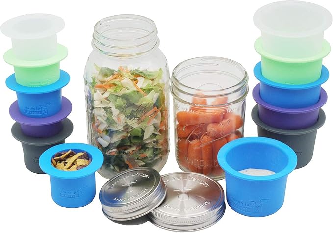 Mason Jar Lifestyle Divider Cup For Salads, Dips, and Snacks. Plastic Free Bento Lunch Container(Ultra Violet, Wide Mouth)