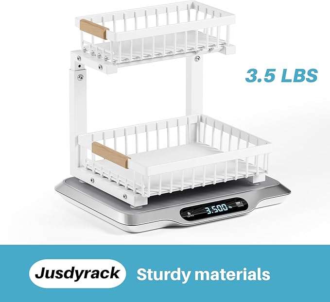 2 Packs Under Sink Organizer,Small Shelf for narrow spaces,2 Tiers Pull Out Under Cabinet Organizer,Adjustable Height,Slide Out Thickened Metal Under