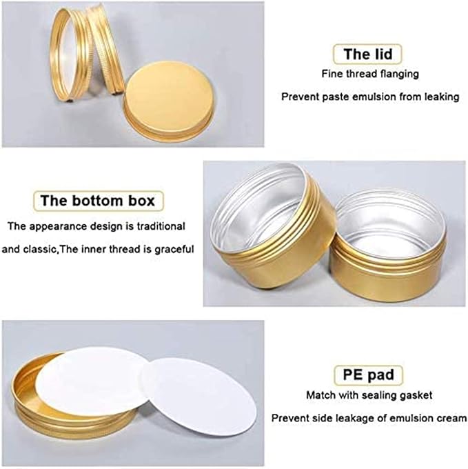 6 Pack 5 Oz Screw Lid Round Tins Aluminum Tin Cans Jar Metal Steel Tins Container 150ml DIY Candle Empty Tins Cosmetic Sample Container Travel Storage for Spices Candies Tea Gift(Gold)