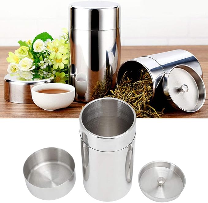 BORDSTRACT Stainless Steel Canister with Airtight Double Seal Lids, Tea & Coffee Container (550ML)