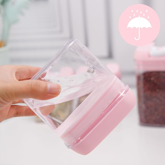 U-QE Airtight Food Storage Containers -8 Piece BPA Free Clear Plastic Airtight Containers with Easy Lock Lids for Kitchen Pantry Organization and Storage - Sugar, Flour, Cereal, Labels & Marker