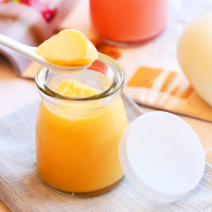 KAMOTA Glass Yogurt/Pudding Jars With PE Lids, Ideal for Jam, Honey, Wedding Favors, Shower Favors 40 PACK 4 oz Clear, (150ml)