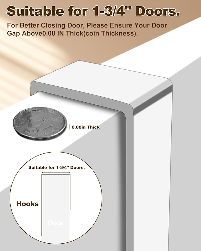 2 Pack Over The Door Hooks, Sturdy Door Hanger, Large Over The Door Towel Rack with 6 Hooks, Heavy Duty Easy to Install, for Bathroom, Bedroom,Kitchen,Hanging Towels, Coats (White).