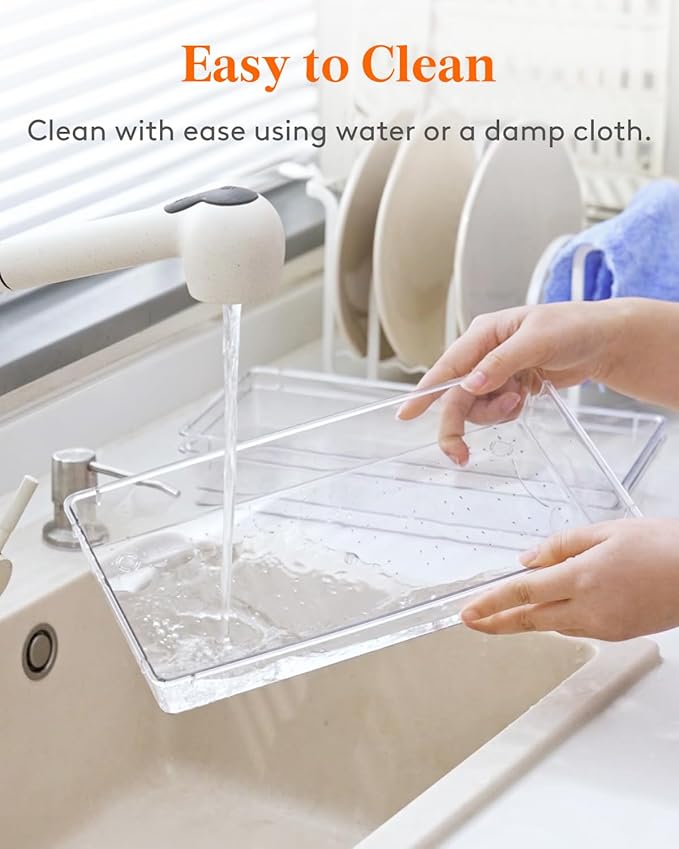 Lifewit Silverware Drawer Organizer, 5.75" x 11.65" Clear Utensil Tray for Kitchen Drawer, Stackable Plastic Flatware and Cutlery Storage Box Divider for Spoons Forks Knives Tools, 2 Pack