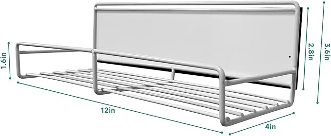 Magnetic Spice Rack for Refrigerator, Heavy-duty Magnetic Shelf, Multi-use Organizer and Storager for Home, Apartment, Kitchen, 2 Pack, White