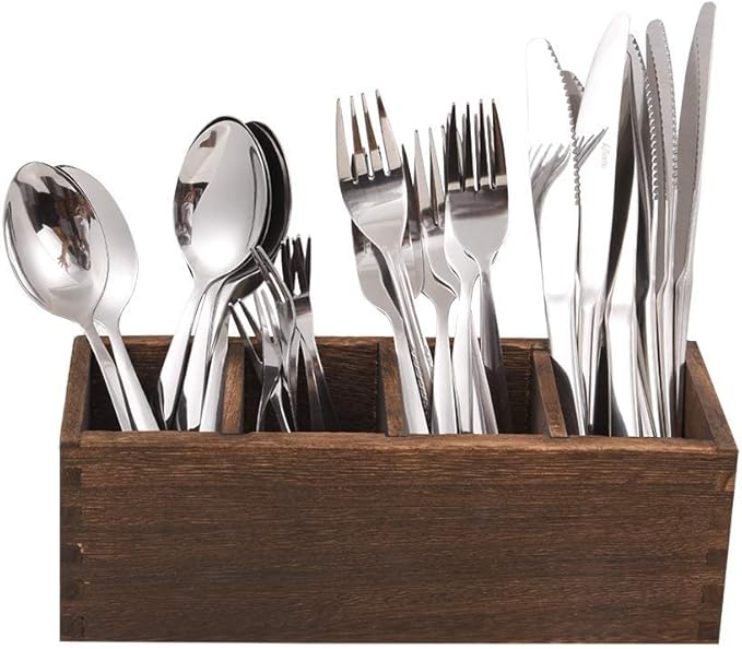 4 Adjustable Smart Compartments Kitchen Utensil Holder, Cutlery Trays, Silverware Storage Kitchen Utensil Flatware Caddy