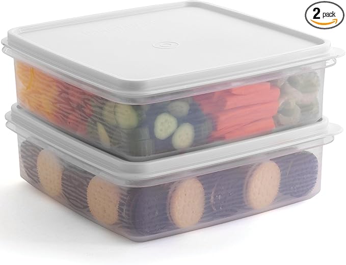 Plastic Storage Containers with Lids – 2-Pack 3L Cupcake Carrier – Leakproof Cookie Storage Containers Airtight – BPA-Free Plastic Containers with Lids for Food Storage, Meal Prep, Leftovers, Cupcakes
