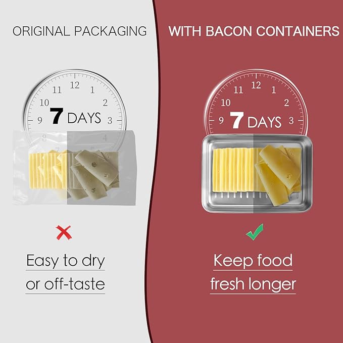 Food Storage Container, 304 Stainless Steel Cheese Container for Refrigerator, Deli Meat Keeper Fridge Storage (1PCS Cheese container- 27 FL OZ)